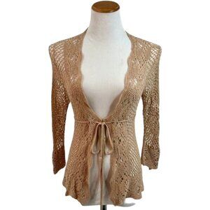 Vtg Y2K Victoria’s Secret Angels Collection Beige Crochet Cardigan • Coquette
